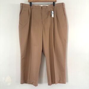 LL Bean Men Comfort Waist Wrinkle Free Chino‎ Pant 44x26 Beige Khaki Pleated NEW